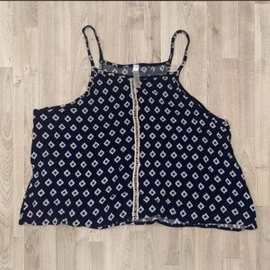 Navy and White Patterned Tank Crop Top
